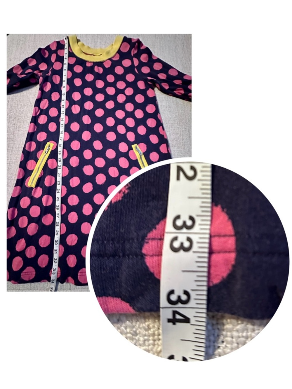 HANNA ANDERSSON Pink Navy Polka Dot Long Sleeve Dress Whimsical Girl 160 14-16 - Picture 8 of 11